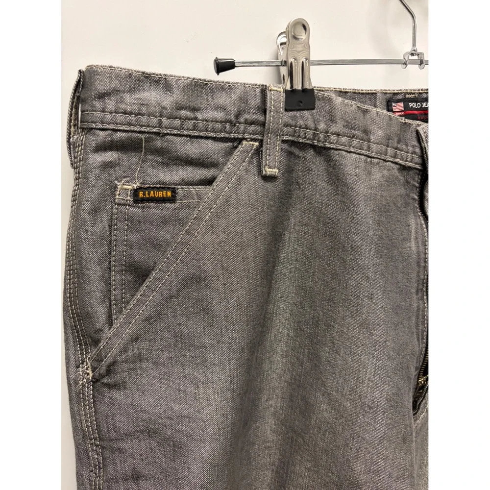 Vintage‎ Polo Jeans Ralph Lauren Carpenter Pants Mens 36x32 Grey Utility Good